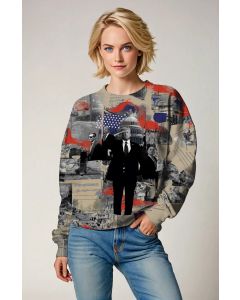 Trump Presidential Memorial Vintage Poster Style Yellow Crewneck Sweatshirt