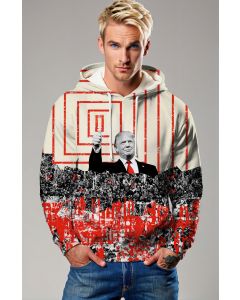 Red Presidential Trump Hoodie With Graphic Print