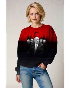 Trump Presidential Memorial Unisex Hoodie Red and Black Color Block Graphic Sweater