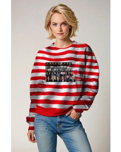 Presidential Memorial Red Unisex Crewneck Sweatshirt with Historical Presidents Print