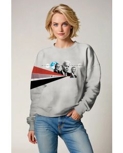 Unisex Grey Casual Presidential Print Sweatshirt with Cool Trendy Portrait Design