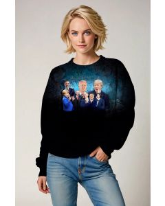 Presidential Portrait Unisex Sweatshirt Black Blue Gradient Print