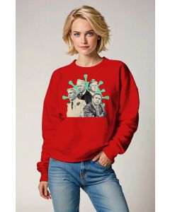 Bold Stylish Red Realistic Portrait Graphic Loose Sweatshirt