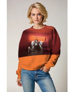 Vintage Red Orange Contrast Presidential Print Sweatshirt