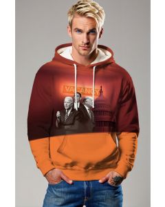 Vintage Red and Orange Presidential Print Hoodie