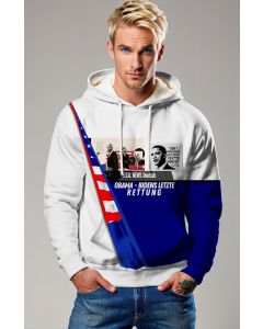 Presidential Blue White American Flag Print Hoodie
