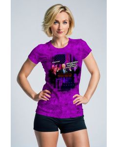 **Fluorescent Purple Presidential Print Stylish TShirt**