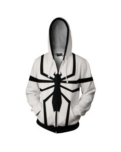 Zip Up Spiderman Zip Up Hoodie Black White