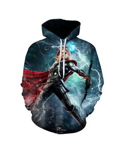 Thor Print Long Sleeve Pullov Marvel Inspired Hoodie