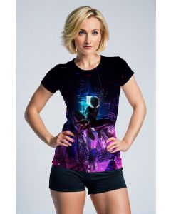 Dark Black & Neon Spider‑Man City Graphic T‑Shirt