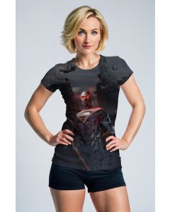 Neo Justice Short Sleeve Tee – Black & Red Tech Hero Silhouette