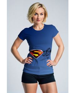 Man of Steel Tee – Blue Shirt with 3D S Logo & Comic Illustration