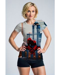 Spider-Man City Skyline Gray & Red Marvel Design Women’s T-Shirt