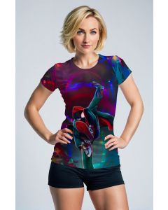 Spider-Man Into the Spider-Verse Neon Jump Marvel Design Women’s T-Shirt