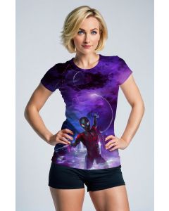 Miles Morales Into the Spider-Verse Neon Skyline Purple Marvel Design T-Shirt