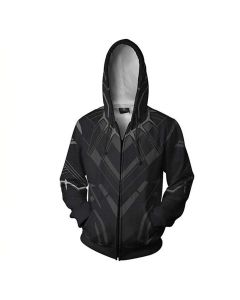 Black Panther Unisex Fashion Black Pan Marvel Inspired Hoodie Black Graphic