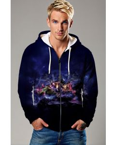 Dark Blue Avengers Universe Zip‑Up Hoodie