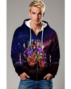 Dark Purple‑Blue Avengers Infinity War Zip‑Up Hoodie