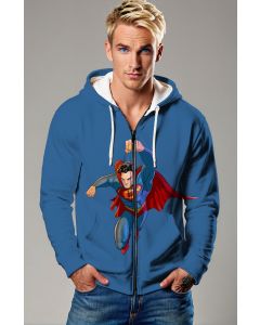 Blue Flying Superman Zip‑Up Hoodie – Action Ready Gear