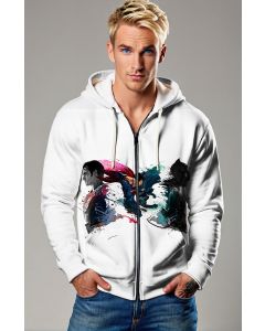 White Superman vs Batman Zip‑Up Hoodie