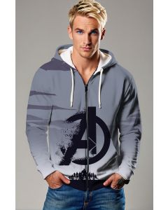Grey Blue Avengers Disintegration Zip Hoodie – Quiet Strength in Every Stitch