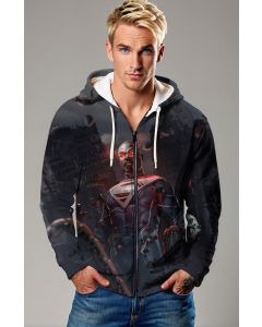 Apex Force Zip Hoodie – Shadow Black with Red Pulse Core