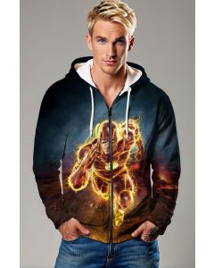 Flashpoint Surge Zip Hoodie – Red & Yellow Lightning Runner Jacket