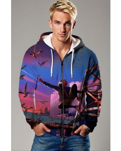 Thunder Trinity Zip-Up – Black Electric Lightning Design