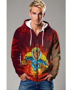 Inferno Red Cannonball 1995 X-Men Ultra Zip-Up Hoodie