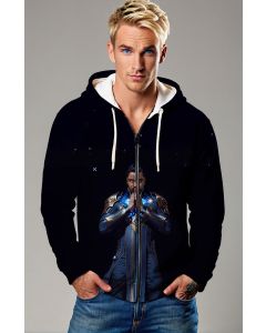 The Phastos Zip-Up Hoodie combines the superhero’s iconic design with comfort