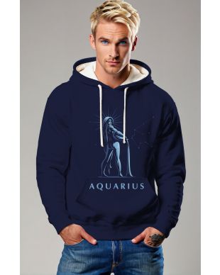 Aquarius Starry Sky Glitter Unisex Hoodie in Blue