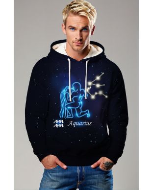 Aquarius Constellation Symbol Unisex Hoodies in Blue