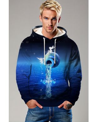Aquarius Essence Unisex Hoodies in Sky Blue with Enchanted Sprite Design