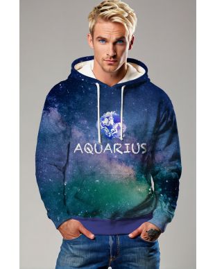 Mystic Nebula Aquarius Unisex Hoodie in Blue