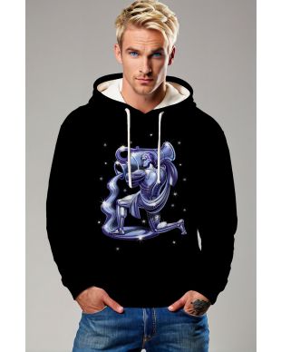 Aquarius Guardian Unisex Hoodie in Cosmic Black