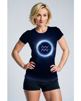 Aquarius Symbol Blue Night Sky Unisex T-Shirts with Halo Glow