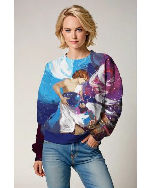 Elegant Aquarius Constellation Unisex Sweatshirt in Cosmic Navy Blue