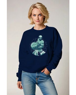 Aquarius Guardian Sky God Uranus Surrounded by Stars Blue Unisex Sweatshirt