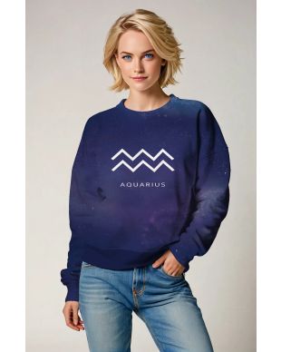 Mystic Midnight Purple Galaxy Aquarius Symbol Unisex Sweatshirt