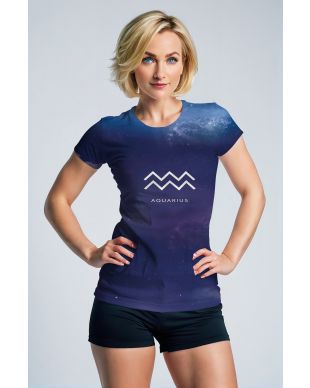 Mystic Midnight Purple Galaxy Aquarius Symbol Unisex T-Shirts