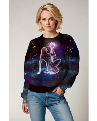 Aquarius Galaxy Star Print Unisex Sweatshirt in Purple
