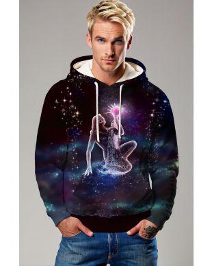Aquarius Galaxy Unisex Hoodie in Purple with Ocean Sky Fusion Design