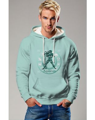 Prometheus Aquarius Zodiac Wheel Unisex Hoodie in Light and Dark Green