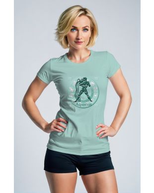 Unisex Aquarius Zodiac Wheel T-Shirts with Promethean Green Design