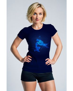 Aquarius Starlight Unisex T-Shirts with Blue Night Sky and Shimmering Triangles around Uranus