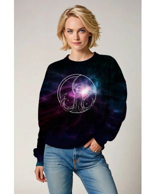 Mystic Night Sky Aquarius Unisex Sweatshirt in Enchanting Purple and Teal