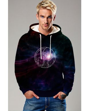 Mystic Night Sky Aquarius Unisex Hoodie in Enchanting Purple and Teal