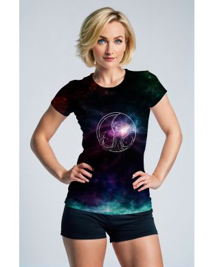 Mystic Night Sky Unisex Aquarius T-Shirts in Enchanting Purple and Teal