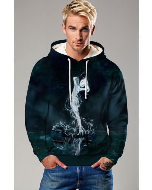 Aquarius Alcmene Waterflow Unisex Hoodie in Midnight Green