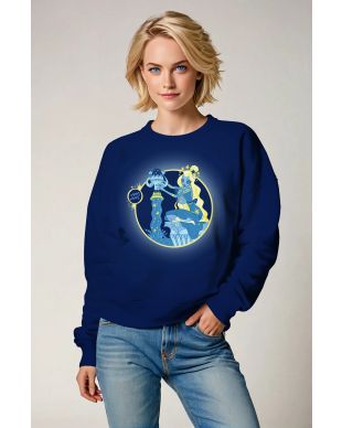 Aquarius Goddess Unisex Sweatshirt with Starry Water Flow Design in Blue